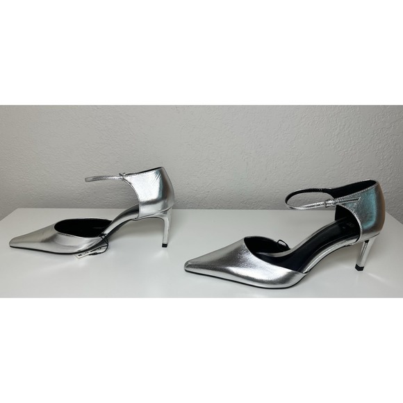 Zara Shoes - ZARA Women's Silver Metallic Pointed Toe Stiletto Heeled Pumps US 9 EU 40 NEW‎